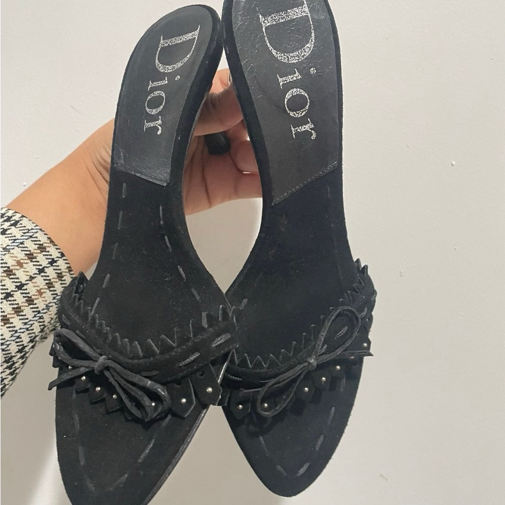 Dior Black Mules with Bow and Studs